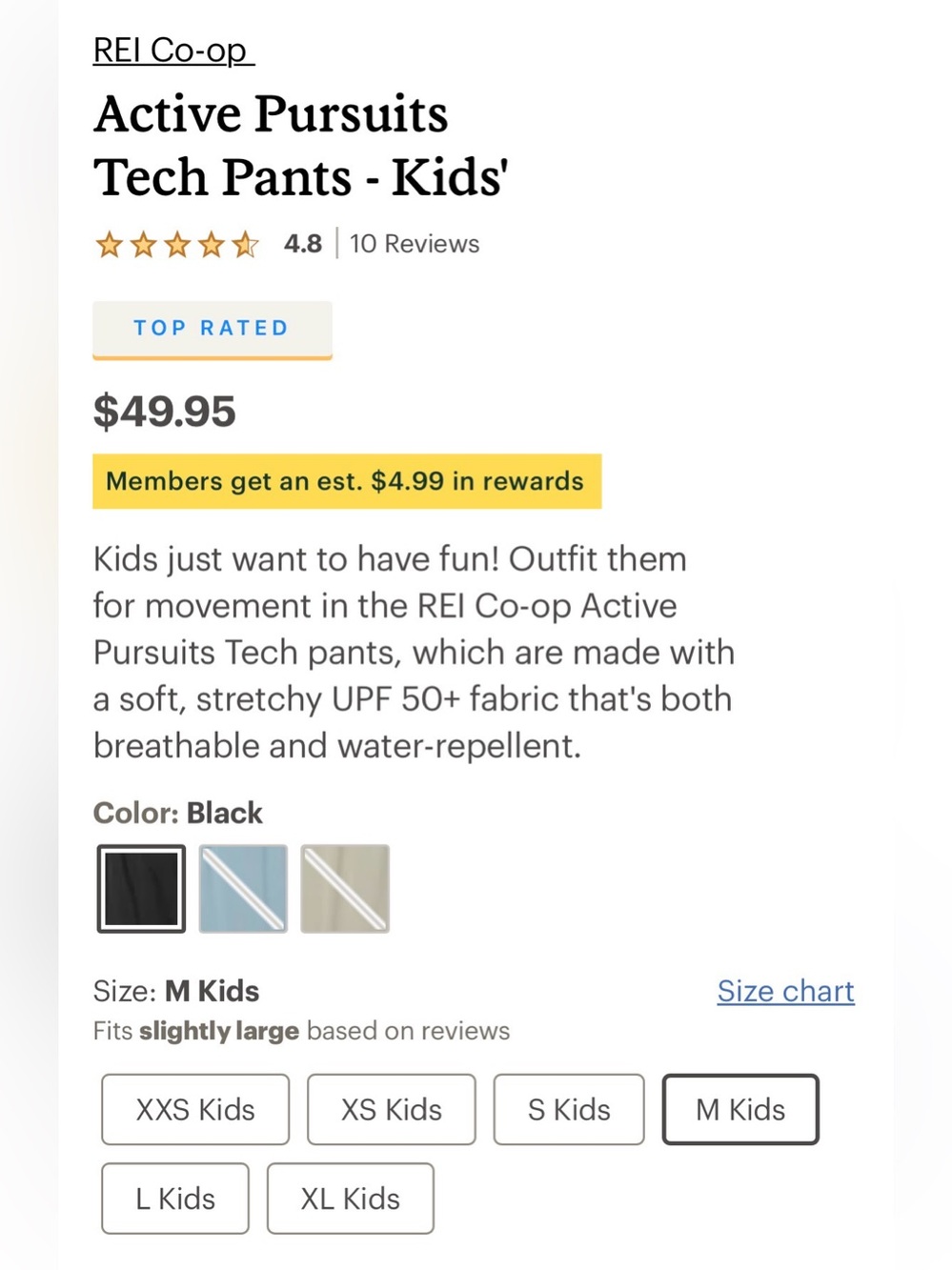 REI Active Pursuits Tech Pants - Black, youth size M, NWOT - Picture 6 of 8